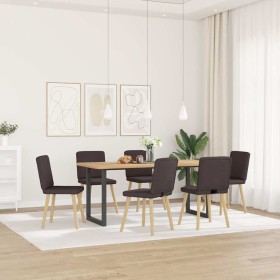 Sillas de comedor 6 unidades tela marrón oscuro en Sillas de comedor | Comprar online en Foru.es