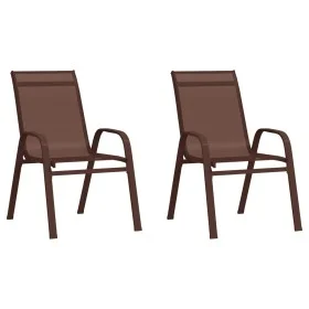 Sillas de jardín apilables 2 unidades textilene marrón de vidaXL, Sillas de jardín - Ref: Foro24-318779, Precio: 96,86 €, Des...