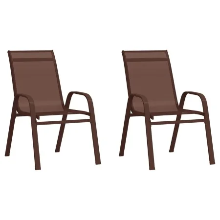 Sillas de jardín apilables 2 unidades textilene marrón de vidaXL, Sillas de jardín - Ref: Foro24-318779, Precio: 96,86 €, Des...