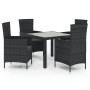 Juego de comedor de jardín 5 pzas con cojines ratán PE negro de vidaXL, Conjuntos de jardín - Ref: Foro24-3094866, Precio: 40...