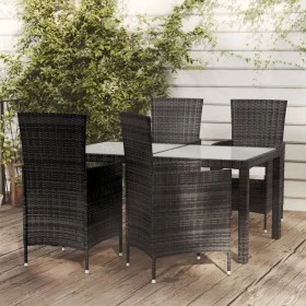 Juego de comedor exterior 5 piezas con cojines ratán negro de vidaXL, Conjuntos de jardín - Ref: Foro24-3094827, Precio: 395,...