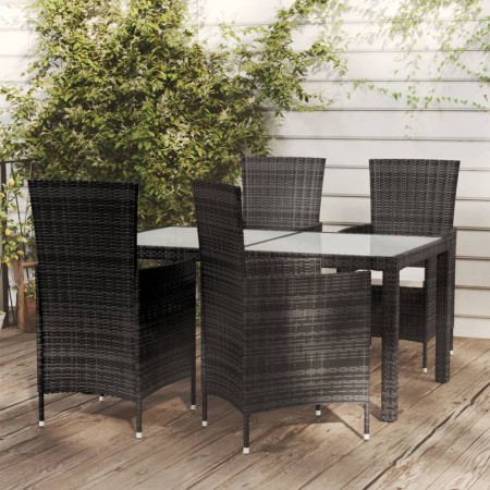 Juego de comedor exterior 5 piezas con cojines ratán negro de vidaXL, Conjuntos de jardín - Ref: Foro24-3094827, Precio: 382,...