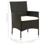 Juego de comedor exterior 5 piezas con cojines ratán negro de vidaXL, Conjuntos de jardín - Ref: Foro24-3094827, Precio: 395,...