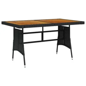 Mesa de jardín ratán PE y acacia maciza negro 130x70x72 cm de vidaXL, Mesas de jardín - Ref: Foro24-318693, Precio: 167,90 €,...