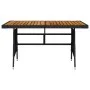 Mesa de jardín ratán PE y acacia maciza negro 130x70x72 cm de vidaXL, Mesas de jardín - Ref: Foro24-318693, Precio: 167,90 €,...