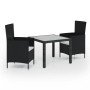 Juego de comedor exterior 3 pzas con cojines ratán negro de vidaXL, Conjuntos de jardín - Ref: Foro24-3094825, Precio: 245,55...