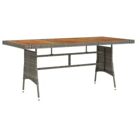 Mesa de jardín ratán PE y acacia maciza gris 160x70x72 cm de vidaXL, Mesas de jardín - Ref: Foro24-318697, Precio: 176,67 €, ...