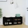 Armario zapatero de madera maciza de pino negro 110x34x45 cm de vidaXL, Zapateros y organizadores de calzado - Ref: Foro24-81...