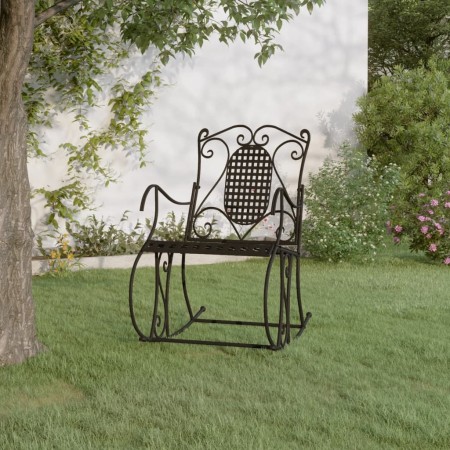 Banco mecedor de acero negro 84 cm de vidaXL, Bancos de jardín - Ref: Foro24-318830, Precio: 143,34 €, Descuento: %