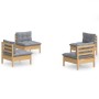 Juego de muebles de jardín 4 pzas y cojines madera pino gris de vidaXL, Conjuntos de jardín - Ref: Foro24-3096027, Precio: 27...