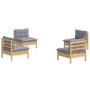 Juego de muebles de jardín 4 pzas y cojines madera pino gris de vidaXL, Conjuntos de jardín - Ref: Foro24-3096027, Precio: 27...