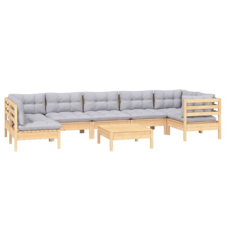 Juego de muebles de jardín 8 pzas y cojines madera pino gris de vidaXL, Conjuntos de jardín - Ref: Foro24-3096435, Precio: 61...