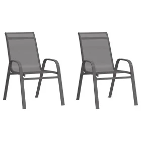 Sillas de jardín apilables 2 unidades textilene gris de vidaXL, Sillas de jardín - Ref: Foro24-318778, Precio: 99,87 €, Descu...
