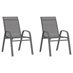 Sillas de jardín apilables 2 unidades textilene gris de vidaXL, Sillas de jardín - Ref: Foro24-318778, Precio: 77,60 €, Descu...