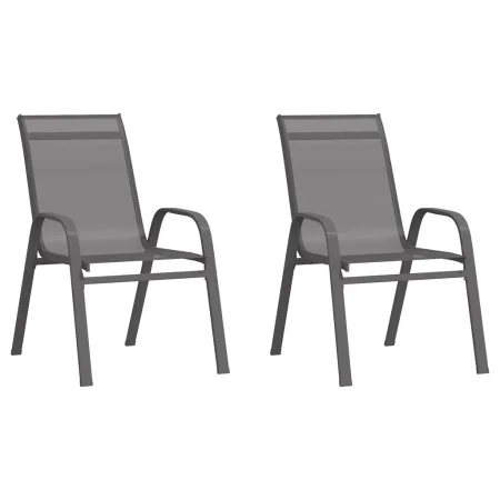 Sillas de jardín apilables 2 unidades textilene gris de vidaXL, Sillas de jardín - Ref: Foro24-318778, Precio: 99,87 €, Descu...