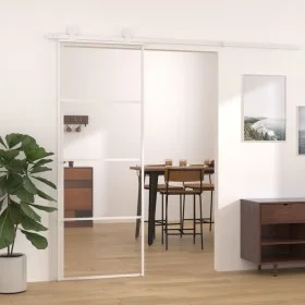 ESG glass and aluminum sliding door 76x205 cm white by vidaXL, Doors for the home - Ref: Foro24-151656, Price: 159,09 €, Disc...