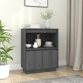 Aparador de madera maciza de pino gris 60x34x75 cm de vidaXL, Aparadores - Ref: Foro24-813522, Precio: 65,91 €, Descuento: %