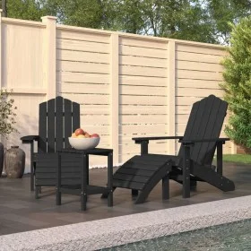 Sillas de jardín Adirondack con reposapiés&mesa HDPE antracita de vidaXL, Sillas de jardín - Ref: Foro24-3095713, Precio: 452...
