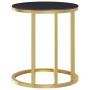 Mesa auxiliar vidrio templado negro y dorado 45 cm en Mesas auxiliares | Comprar online en Foru.es