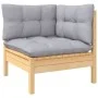 3-seater garden sofa with solid gray pine wood cushions by vidaXL, Outdoor sofas - Ref: Foro24-3096099, Price: 250,05 €, Disc...