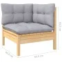 3-seater garden sofa with solid gray pine wood cushions by vidaXL, Outdoor sofas - Ref: Foro24-3096099, Price: 250,05 €, Disc...