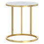 Mesa auxiliar vidrio templado dorado y mármol blanco 45 cm en Mesas auxiliares | Comprar online en Foru.es