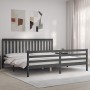 Estructura de cama con cabecero madera maciza gris 200x200 cm de vidaXL, Camas y somieres - Ref: Foro24-3194268, Precio: 180,...