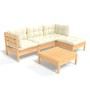 Muebles de jardín 5 piezas cojines madera de pino crema de vidaXL, Conjuntos de jardín - Ref: Foro24-3096352, Precio: 386,14 ...