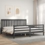 Estructura de cama con cabecero madera maciza gris 200x200 cm de vidaXL, Camas y somieres - Ref: Foro24-3194268, Precio: 180,...