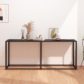 Mesa consola vidrio templado mármol negro 180x35x75,5 cm en Mesas auxiliares | Comprar online en Foru.es