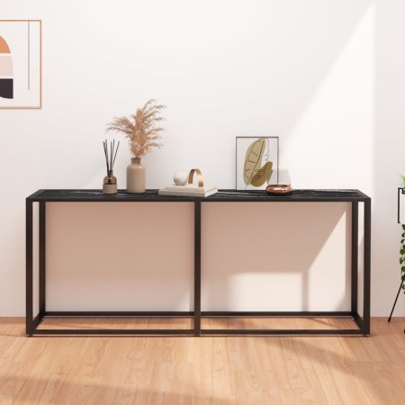 Mesa consola vidrio templado mármol negro 180x35x75,5 cm en Mesas auxiliares | Comprar online en Foru.es