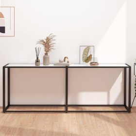 Mesa consola vidrio templado mármol blanco 200x35x75,5 cm en Mesas auxiliares | Comprar online en Foru.es