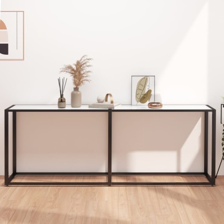 Mesa consola vidrio templado mármol blanco 200x35x75,5 cm en Mesas auxiliares | Comprar online en Foru.es