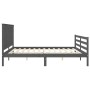 Estructura de cama con cabecero madera maciza gris 200x200 cm de vidaXL, Camas y somieres - Ref: Foro24-3194268, Precio: 180,...