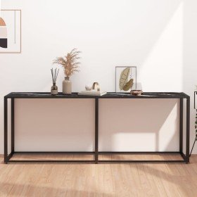 Mesa consola vidrio templado mármol negro 200x35x75,5 cm en Mesas auxiliares | Comprar online en Foru.es