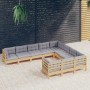 Juego de muebles de jardín 10 pzas y cojines madera de pino de vidaXL, Conjuntos de jardín - Ref: Foro24-3096994, Precio: 780...