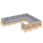 Juego de muebles de jardín 10 pzas y cojines madera de pino de vidaXL, Conjuntos de jardín - Ref: Foro24-3096994, Precio: 780...