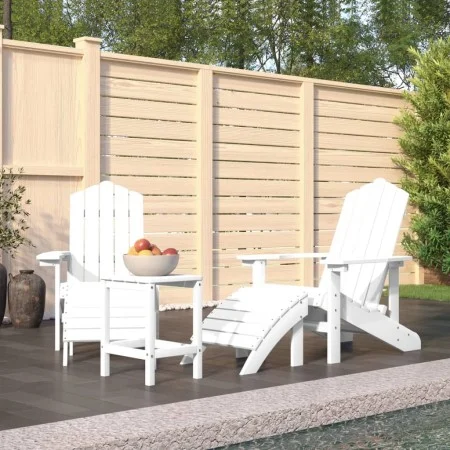 Sillas de jardín Adirondack con reposapiés y mesa HDPE blanco de vidaXL, Sillas de jardín - Ref: Foro24-3095712, Precio: 388,...