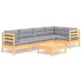 Juego de muebles de jardín 6 pzas y cojines madera pino gris de vidaXL, Conjuntos de jardín - Ref: Foro24-3096387, Precio: 47...