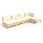 Muebles de jardín 5 piezas cojines madera de pino crema de vidaXL, Conjuntos de jardín - Ref: Foro24-3096334, Precio: 383,40 ...