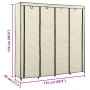 Armario con 4 compartimentos color crema 175x45x170 cm en Armarios roperos | Comprar online en Foru.es