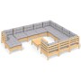 Juego de muebles de jardín 12 pzas y cojines madera de pino de vidaXL, Conjuntos de jardín - Ref: Foro24-3097048, Precio: 905...