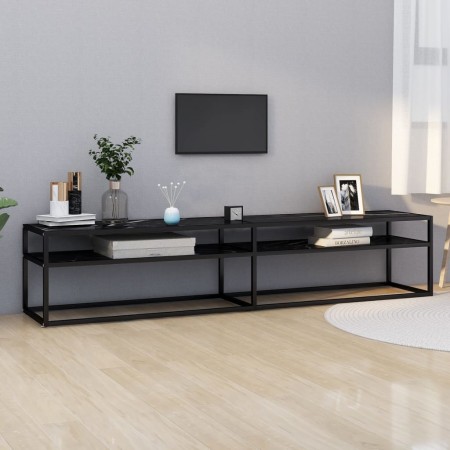 Mueble de TV vidrio templado color mármol negro 200x40x40,5 cm en Muebles TV | Comprar online en Foru.es