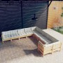 Muebles de jardín 10 piezas y cojines madera de pino crema de vidaXL, Conjuntos de jardín - Ref: Foro24-3097007, Precio: 821,...