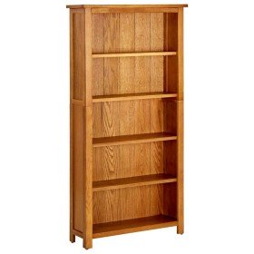 Estantería de 5 niveles de madera maciza de roble 70x22x140 cm en Librerías y estanterías | Comprar online en Foru.es