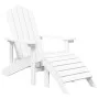 Silla de jardín Adirondack con reposapiés y mesa HDPE blanco de vidaXL, Sillas de jardín - Ref: Foro24-3095708, Precio: 222,2...
