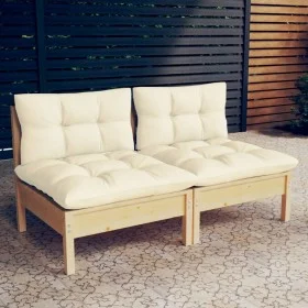 2-Sitzer Gartensofa mit Kissen massivem cremefarbenem Kiefernholz von vidaXL, Outdoor-Sofas - Ref: Foro24-3095992, Preis: 138...
