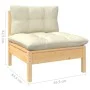 2-seater garden sofa with solid pine wood frame and cream cushions by vidaXL, Outdoor sofas - Ref: Foro24-3095992, Price: 138...