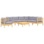 Juego de muebles de jardín 8 pzas y cojines madera maciza pino de vidaXL, Conjuntos de jardín - Ref: Foro24-3096724, Precio: ...