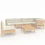 Muebles de jardín 7 piezas cojines madera de pino color crema de vidaXL, Conjuntos de jardín - Ref: Foro24-3096424, Precio: 5...
